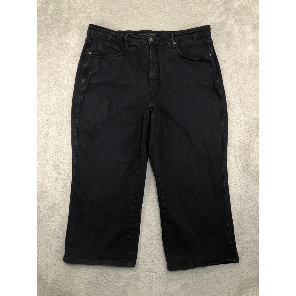JUDY BLUE Jeans Size 22W (40x24) Black Wide Leg Crop Garment Dyed High Rise